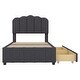 preview thumbnail 3 of 12, Twin Size Upholstered Bed With 2 Storage Drawers,Wood Slat Support Grey