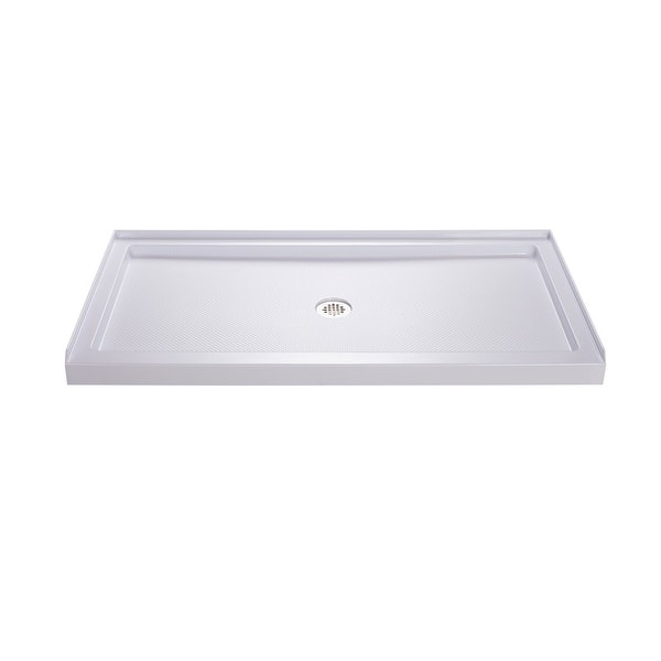 slide 2 of 18, DreamLine SlimLine 32 in. D x 60 in. W x 2 3/4 in. H Single Threshold Shower Base - 32" x 60"