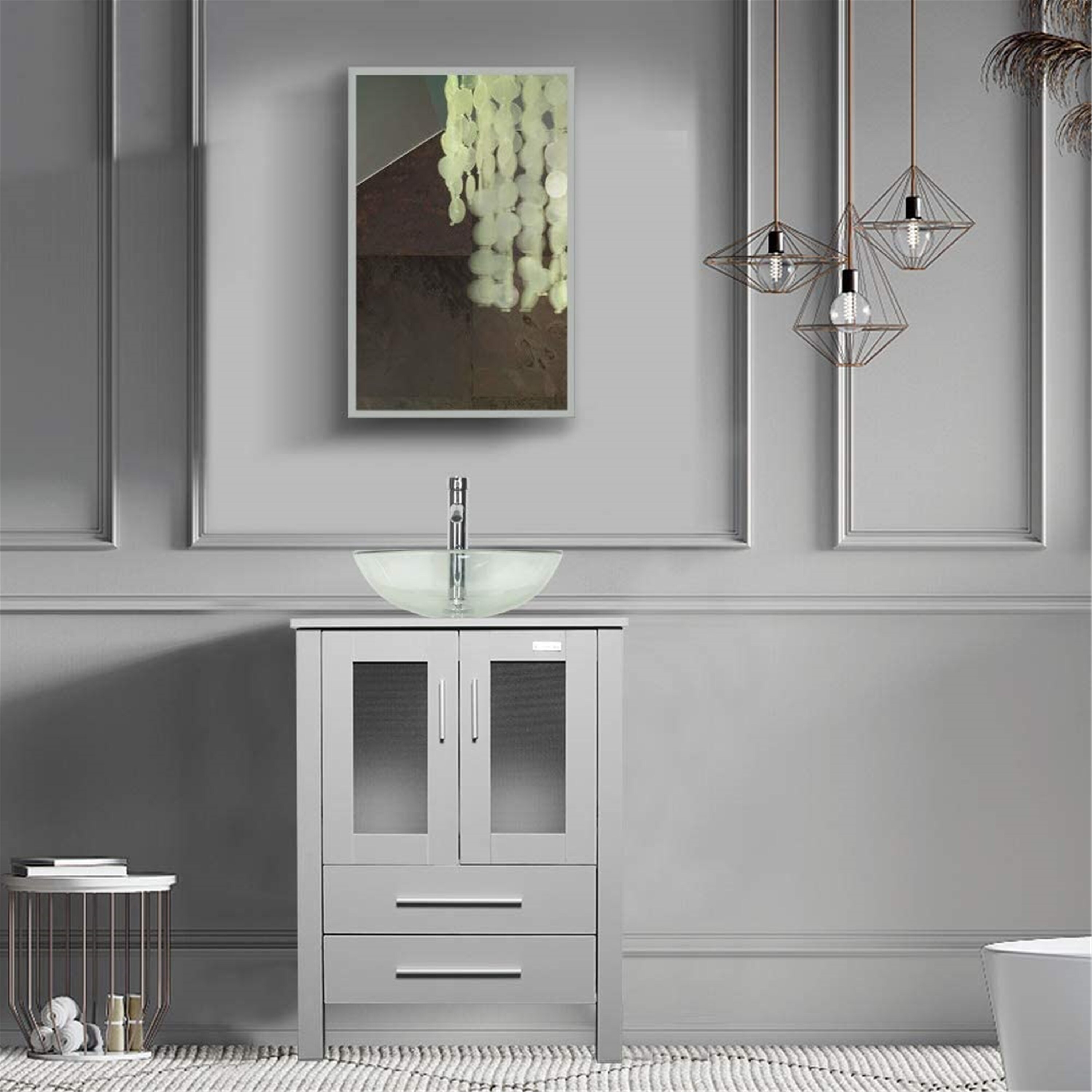 Shop Eclife 24 Bathroom Vanity And Sink Combo Grey Vanity Overstock 31451635
