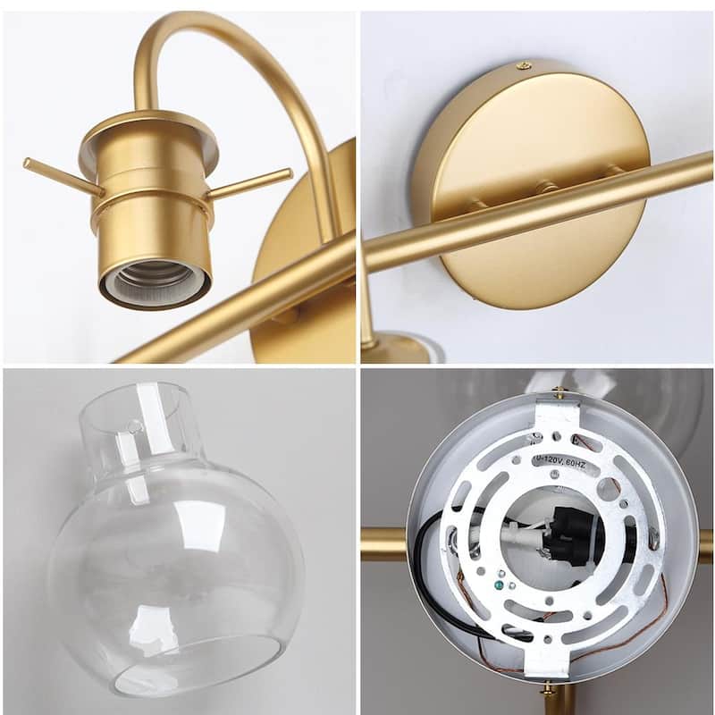 Gold Bathroom Light Fixtures Wall Sconces with Clear Glass Shade Bathroom Vanity Lights Vanity Light Fixture