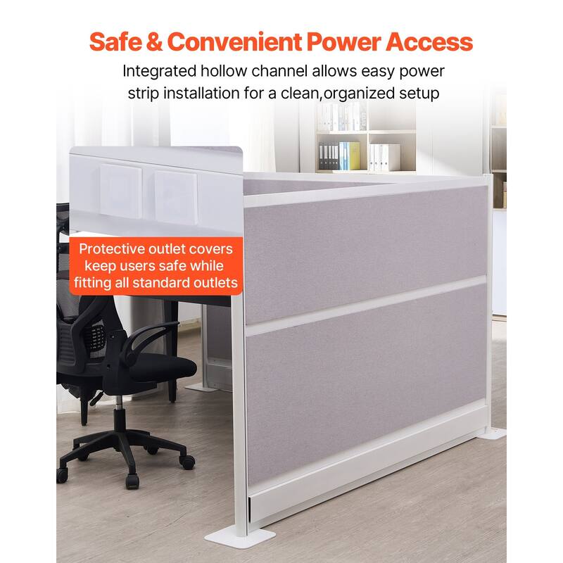 Room Divider Panels with Outlet Covers 2-Pack for Office - 72 x 7.8 x 48 in