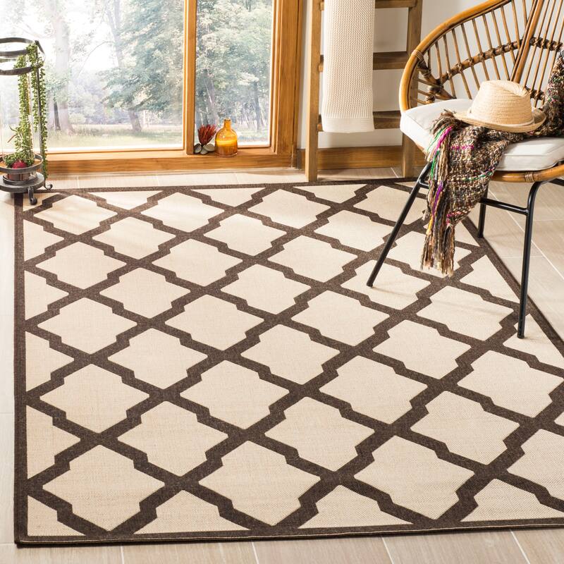 SAFAVIEH Linden Shirleyann Trellis Indoor/ Outdoor Patio Backyard Rug - 8' x 10' - Natural/Brown