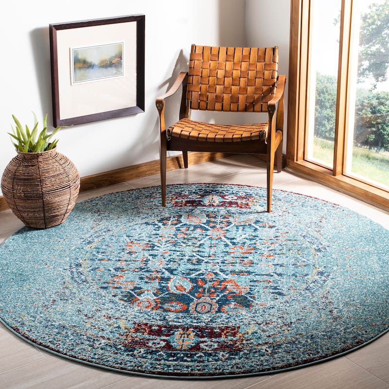SAFAVIEH Monaco Katty Boho Rug - Blue/Multi - 6'7" Round