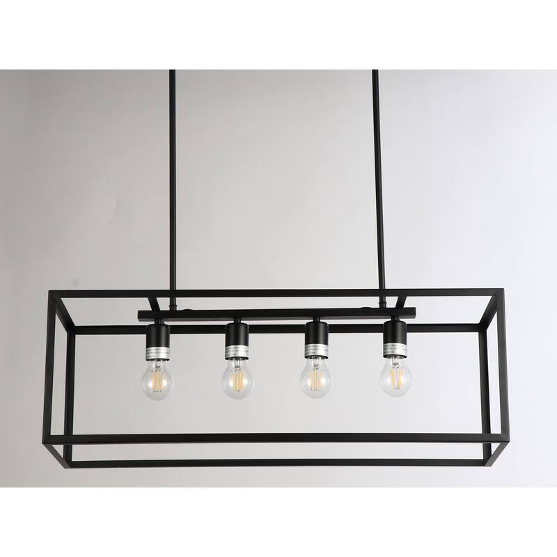 4-Light Pendant Light - Black Color - Modern Kitchen Island Lighting Fixture - 11