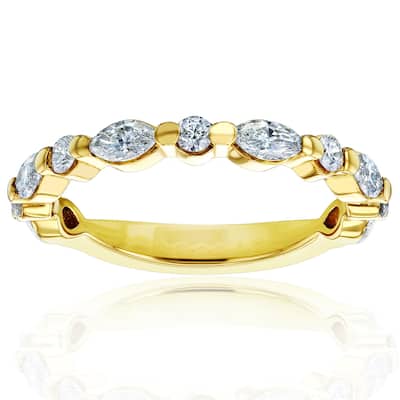 Kobelli 0.7 Carats Lab Grown Diamond 14k Solid Gold Shared Single Prongs Bubble Scallop Billie Ring