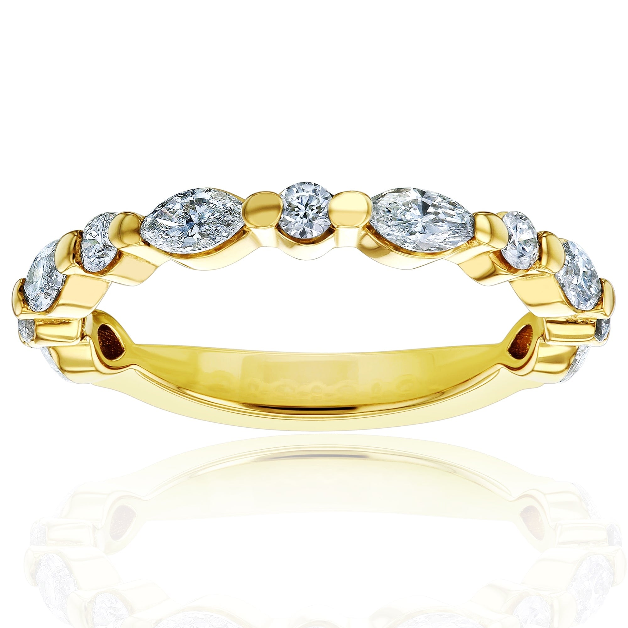 Kobelli 0.7 Carats Lab Grown Diamond 14k Solid Gold Shared Single Prongs Bubble Scallop Billie Ring