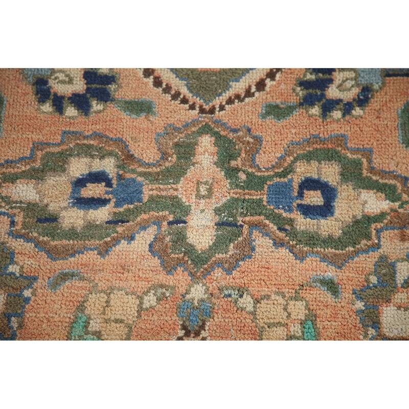 Hand Knotted Oriental 100% Wool Carpet Traditional Floral Coral Mashad Area Rug - 11' 4'' X 10' 3''