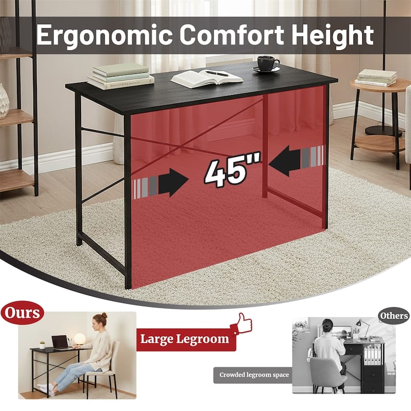 Computer Desk, 40-63 Inch Home Office Desk, Gaming Writing Work from Home Study Desk, Large Legroom, Sturdy Metal Frame