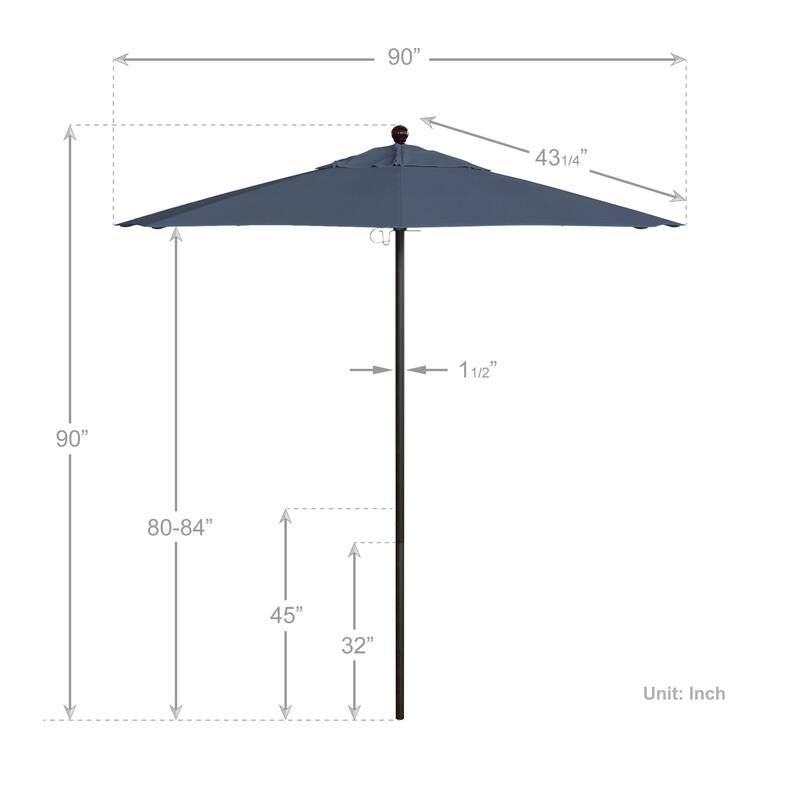 California Umbrella 7.5' Venture Series Patio Umbrella, Bronze Aluminum Pole Fiberglass Ribs Push Lift, Pacifica Pacific Blue