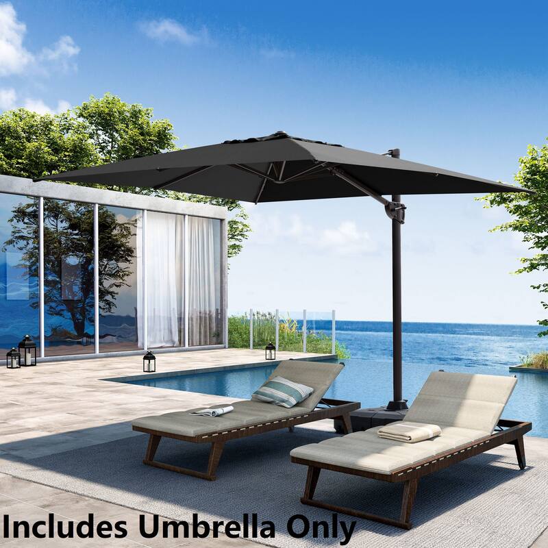 9 FT x 10.5 FT Outdoor Patio Umbrella Cantilever-Offset Umbrella with No Base - Black