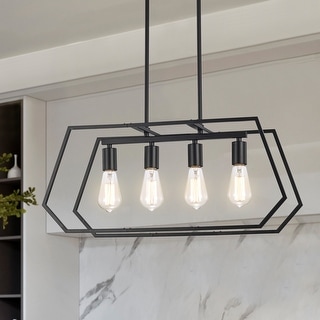 Black Modern Industrial Linear Pendant Light Fixtures for Dining Room
