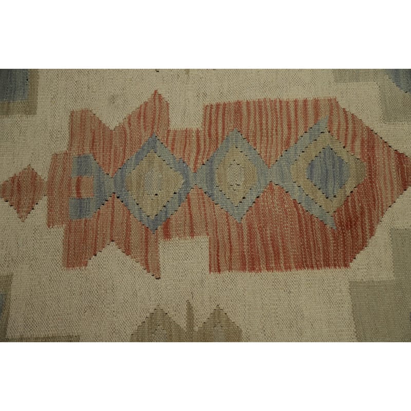 Hand Woven Oriental 100% Wool Carpet Southwestern Tribal Navy Blue & Blues Kilim Area Rug - 9' 11'' X 8' 4''