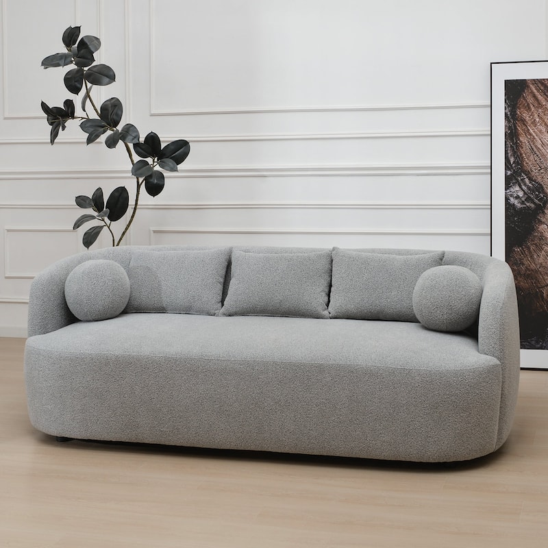 KINWELL 3-Seater Sherpa Boucle Upholstered Sofa Couch for Living Room Lounge, 85" W