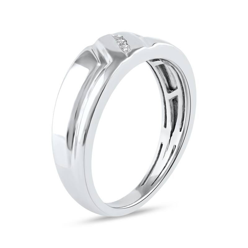 1/20ct TDW Three Stone Ring in Silver for Men