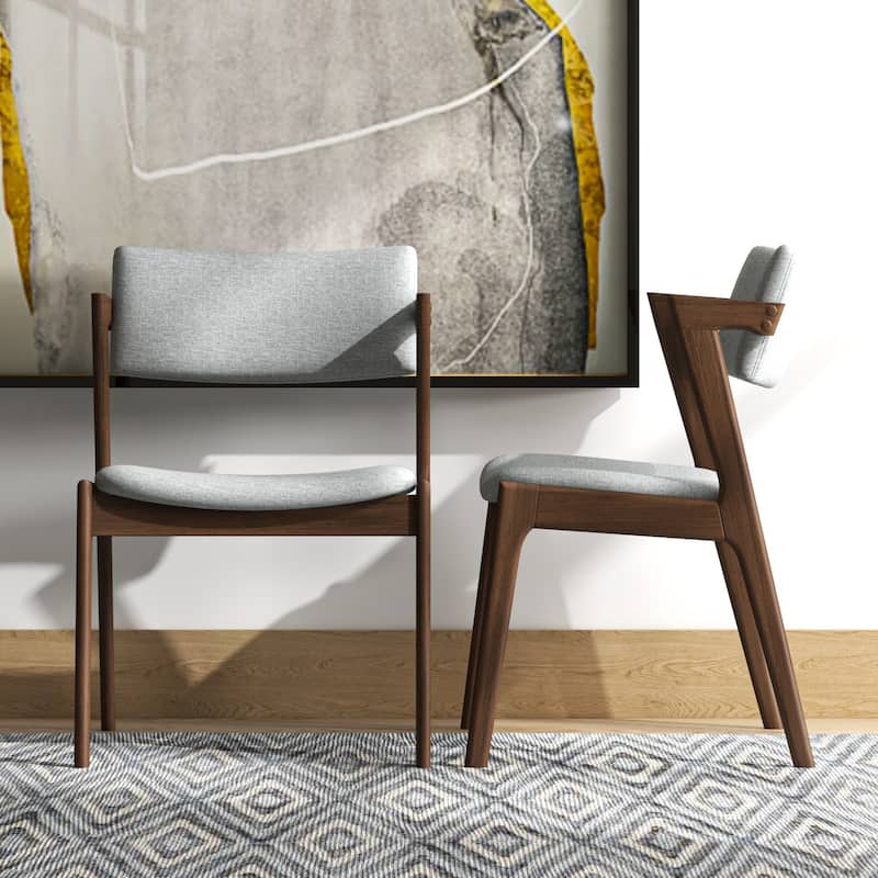 Renaud Mid-Century Modern Fabric Dining Chair in Grey (Set of 2)