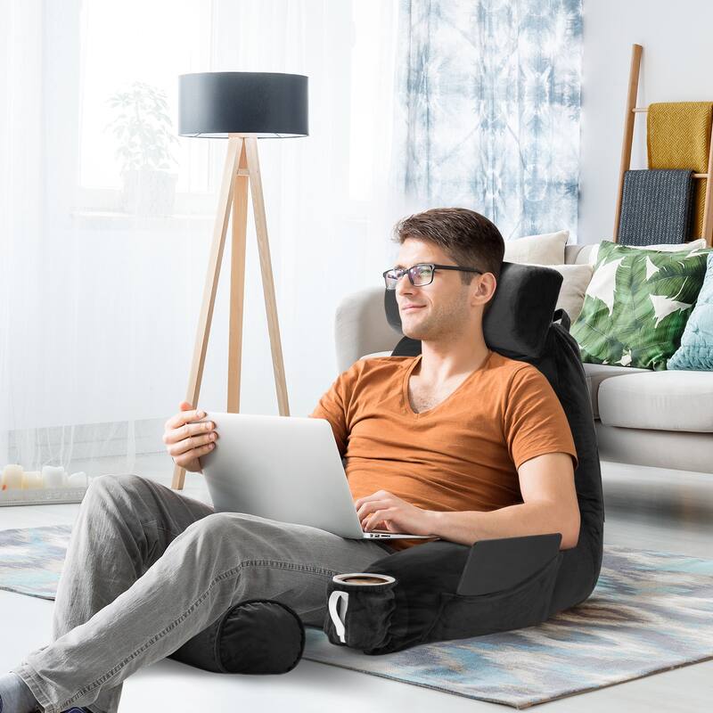 Empyrean Backrest Reading Pillow with Arms - Shredded Memory Foam Back Support Bed Rest Pillow