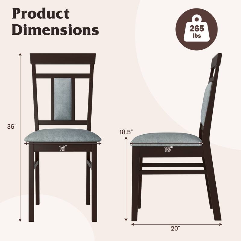 Gymax Modern Home Dining Chair Set of 4 w/Upholstered Seat & Backrest