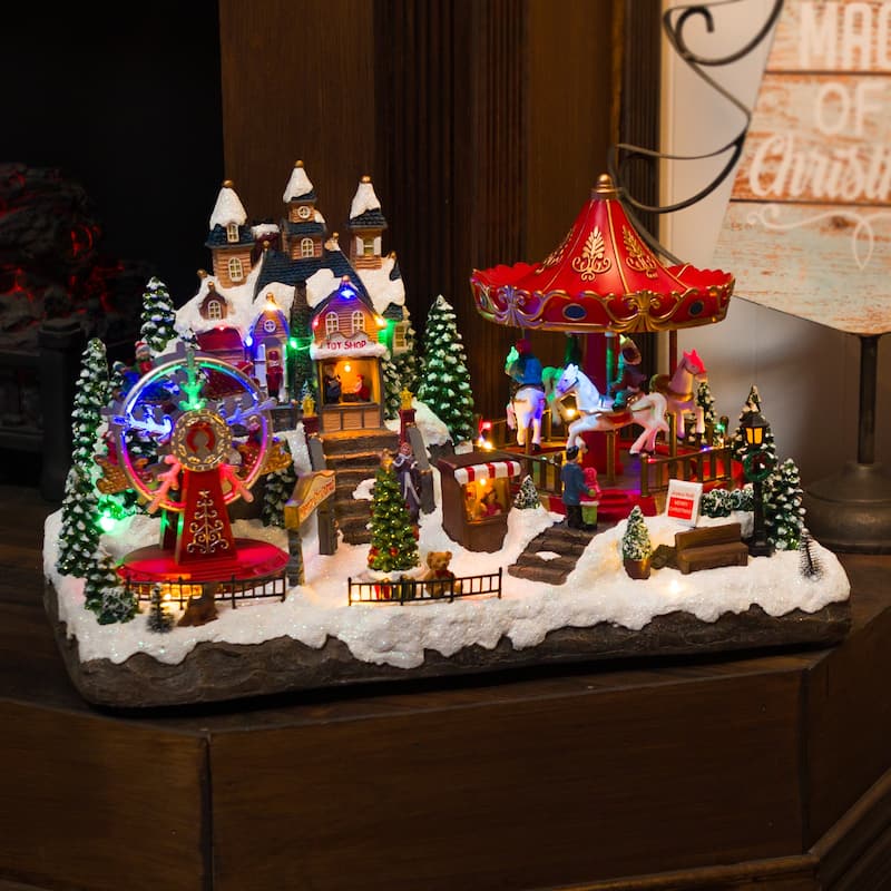 Alpine Corporation Christmas Winter Wonderland Set with LED Lights and Music