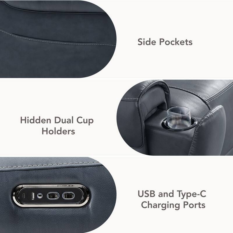 Spruce & Spring Leo Power Wall Hugger Reclining Sofa with Multi-Function Console