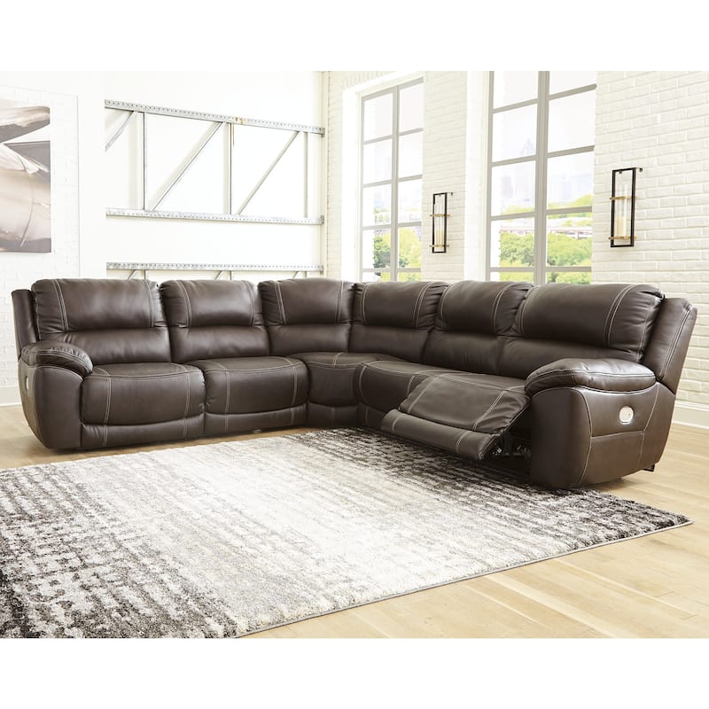 Signature Design by Ashley Dunleith Brown 5-Piece Power Reclining Sectional - 123"W x 123"D x 43"H