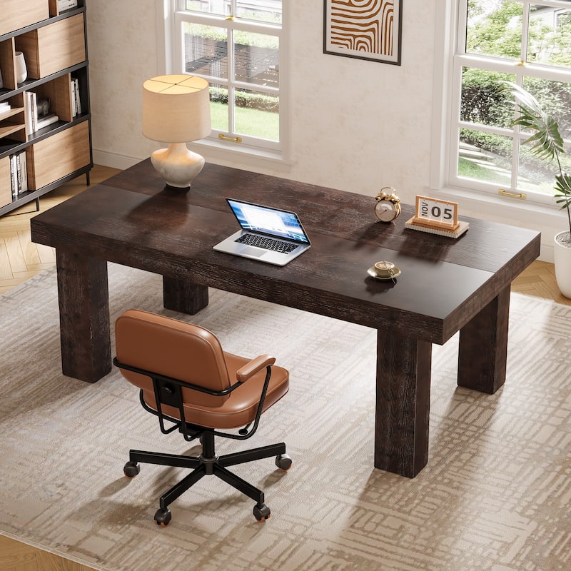 63 Inch Solid Wood Executive Desk for Home Ofiice