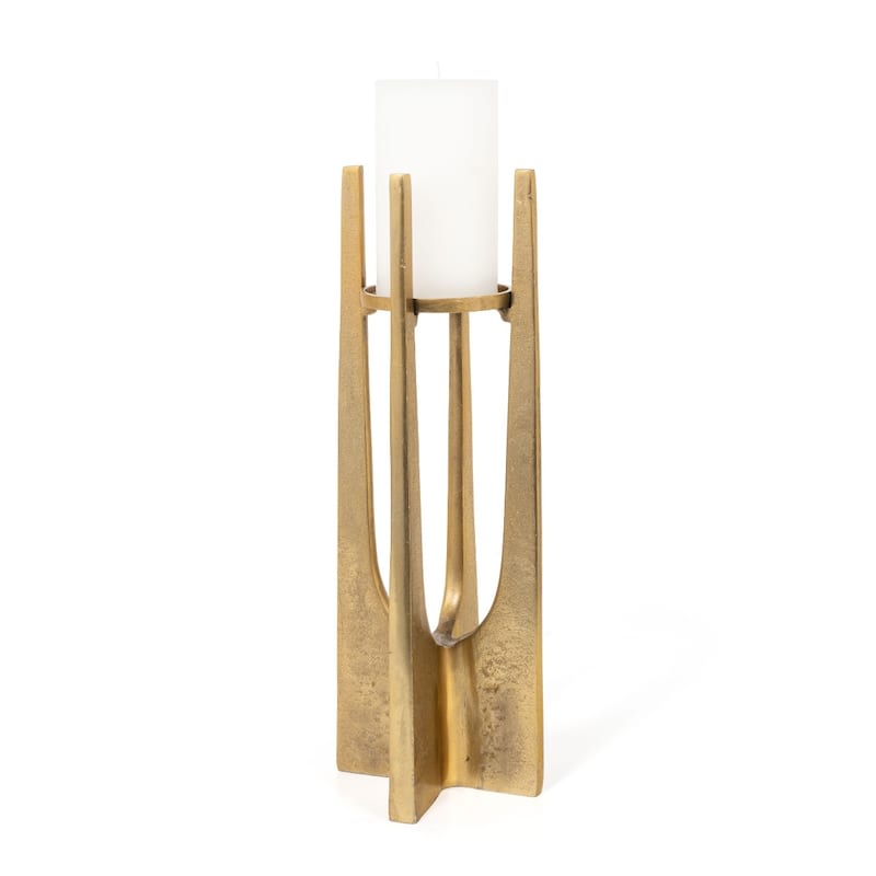 Sanders Metal Pilar Candle Holder - Large Gold