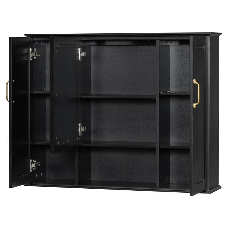 36" Wall Mounted Medicine Cabinet with Mirror, 3-Door Bathroom Storage Cabinet