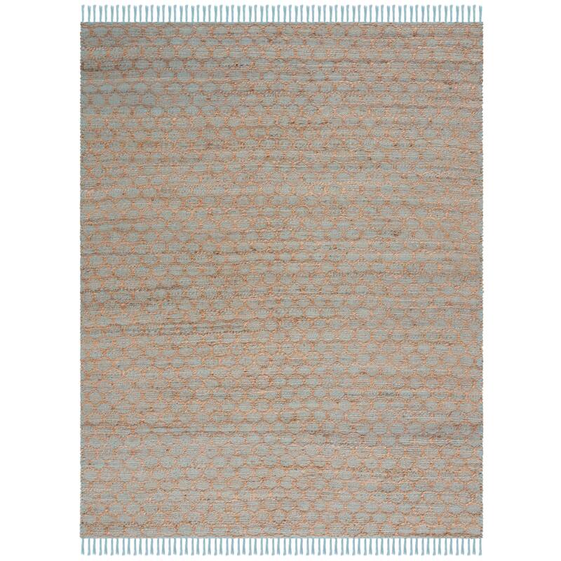 SAFAVIEH Handmade Cape Cod Zorina Coastal Jute Tassel Rug - 8' x 10' - Light Blue/Natural