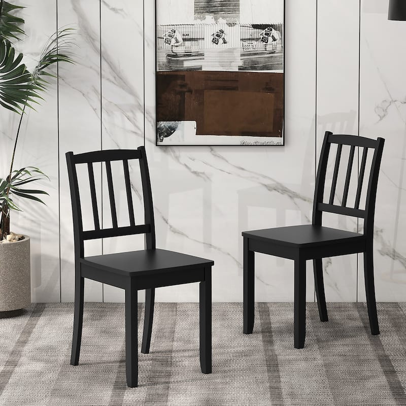 Gymax Wood Dining Chair Set of 4 w/ Rubber Wood Legs Curved Backrest