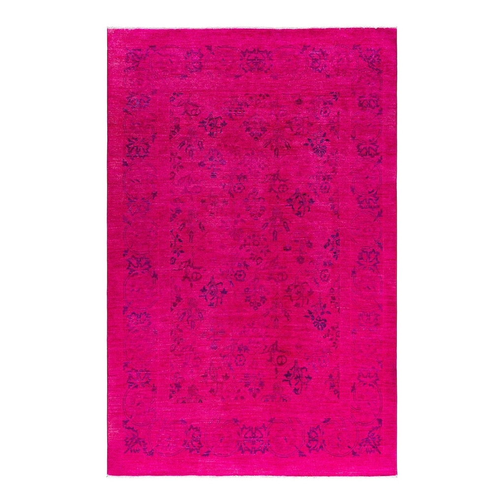 Overdyed, One-of-a-Kind Hand-Knotted Area Rug - Pink - 6' 1" x 9' 2"