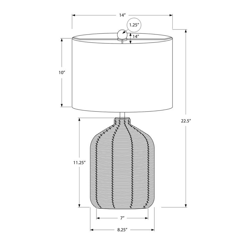 Lighting, 23"h, Table Lamp, Black Rattan, Ivory / Cream Shade, Modern