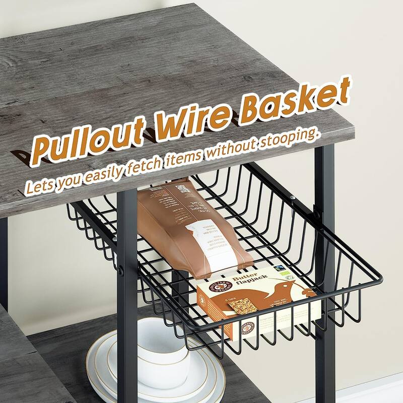 Futzca Kitchen Bakers Rack, Microwave Stand, Coffee Bar