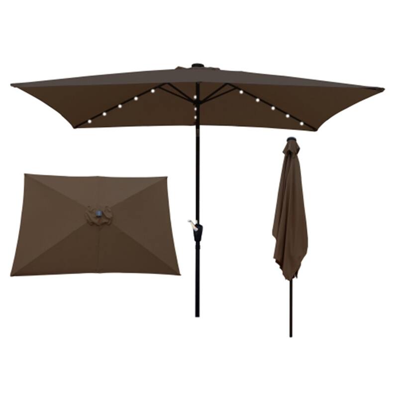 10 x 6.5 Ft Rectangular Patio Solar LED Lighted Outdoor Umbrellas