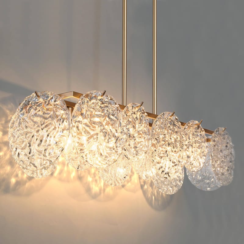 Modern Glam 5-Light Gold Chandelier Rectangle Island Light for Kitchen Dining Room - 33" L x 9" W x 7.5" H