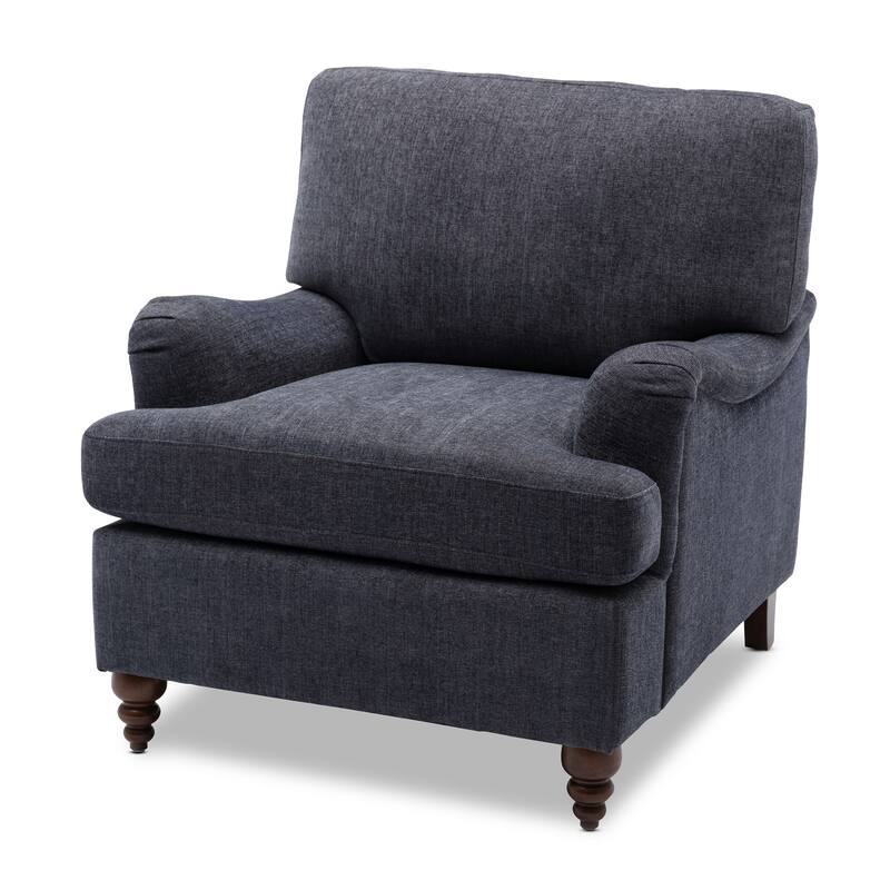 Rolled Arm Chairs Soft Accent Chair with Wood Legs for Living Room