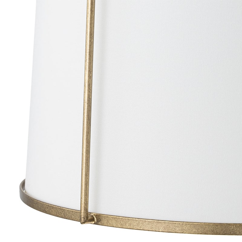 Mid-Century White Fabric Round Drum Cage Pendant Ambient Light