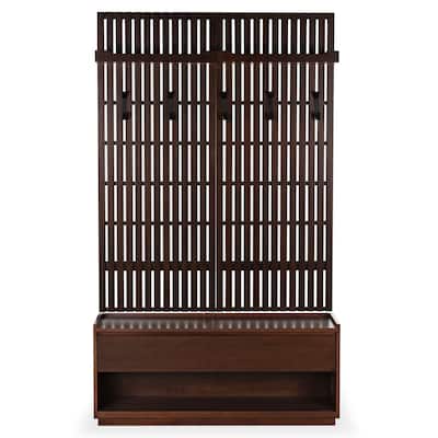 SAFAVIEH Couture Petrabella Wood Hall Tree With Bench - 48"W x 16"D x 60"H