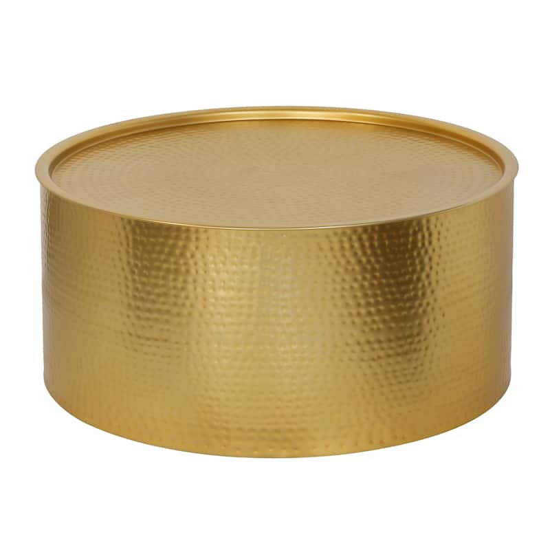 Pasargad Home Luma Round Modern Hand-Forged Gold Coffee Table - W34.5" x D34.5" x H16"