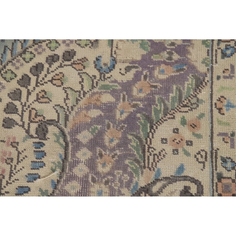 Flora Blue Tabriz Persian Area Rug Traditional Handmade Wool Carpet - 6'6"x 9'5"