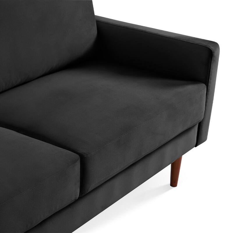57 Inch Wide Upholstered Loveseat with Square Arms - N/A