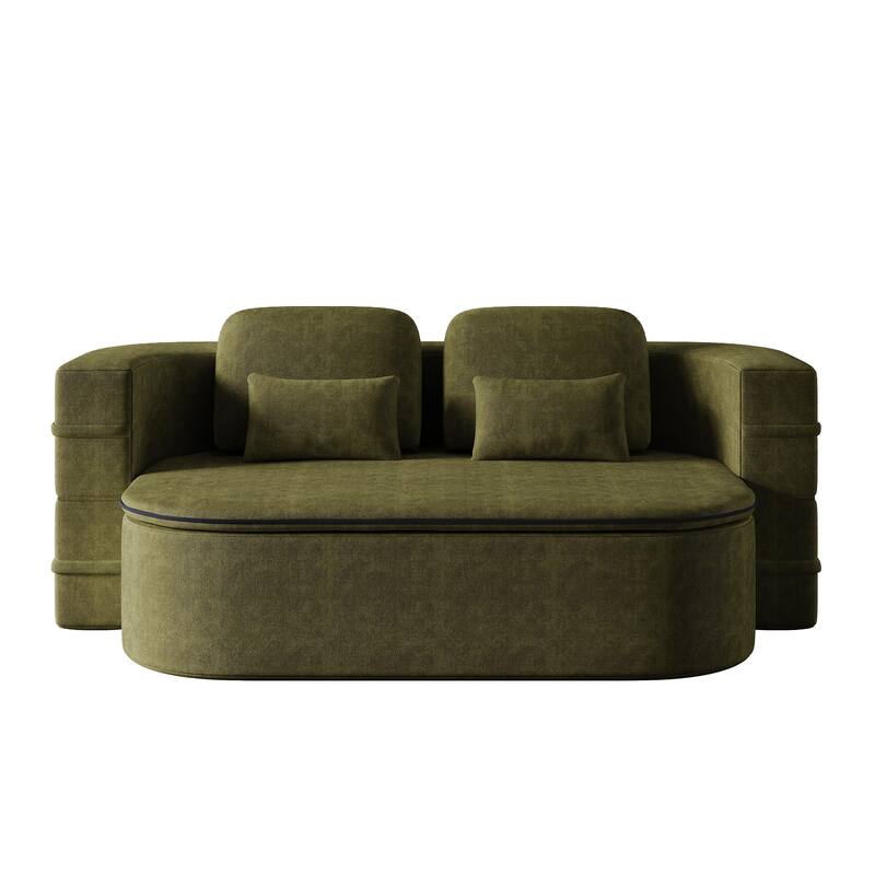 GDFStudio - Willoughby Chenille Foldable Sleeper Sofa Bed with Multi Functional Blanket