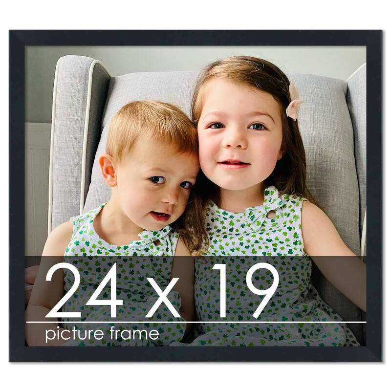 24x19 Contemporary Black Complete Wood Picture Frame with UV Acrylic, Foam Board Backing, & Hardware - Black