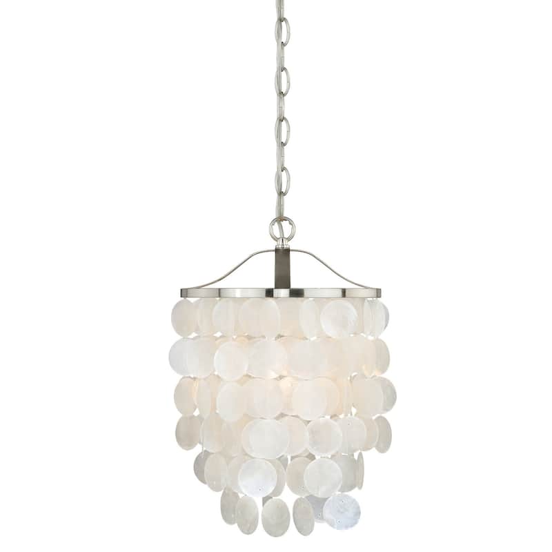 Waterfall Pendant Light - Satin Nickel Shell Chandelier - 1 Light Contemporary Design - 18
