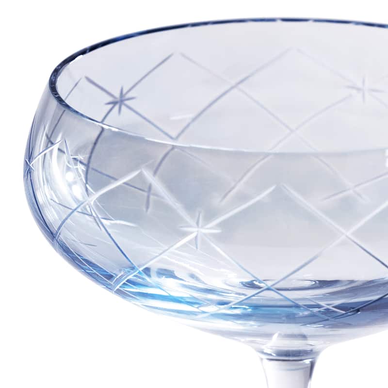 Audrey 4-Piece Set Hand Etched Coupe Glasses