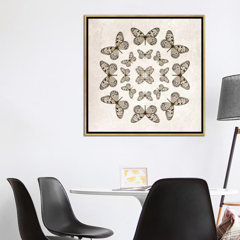 iCanvas "Rice Paper Butterfly Circles" by Alyson Fennell Framed Canvas Print