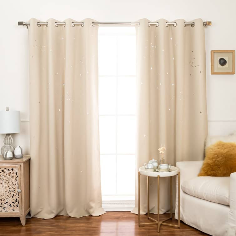 Aurora Home Night Sky Laser Punched Blackout Thermal Silver Grommet Curtains (Set of 2)