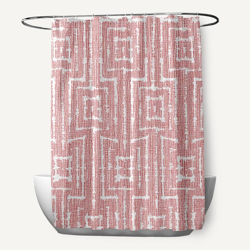 Woven Tiki, Geometric Print Shower Curtain - Orange