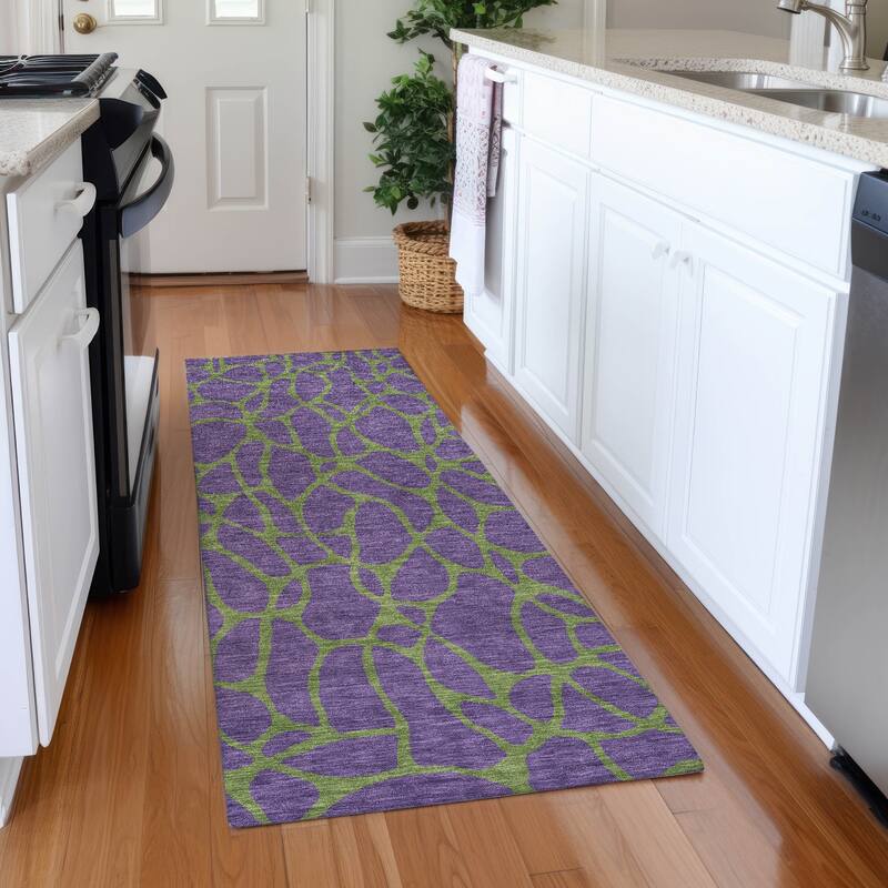 Premium Washable Super Soft Contemporary Macy Mayfield Rug - Purple - 2'3" x 7'6"