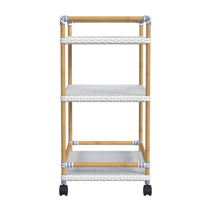 Tobias Outdoor Rattan and Metal 3- Tier Rattan Bar Cart
