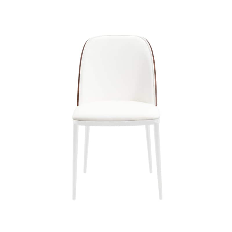 LeisureMod Tule Dining Chair with Upholstered Seat and White Steel Frame